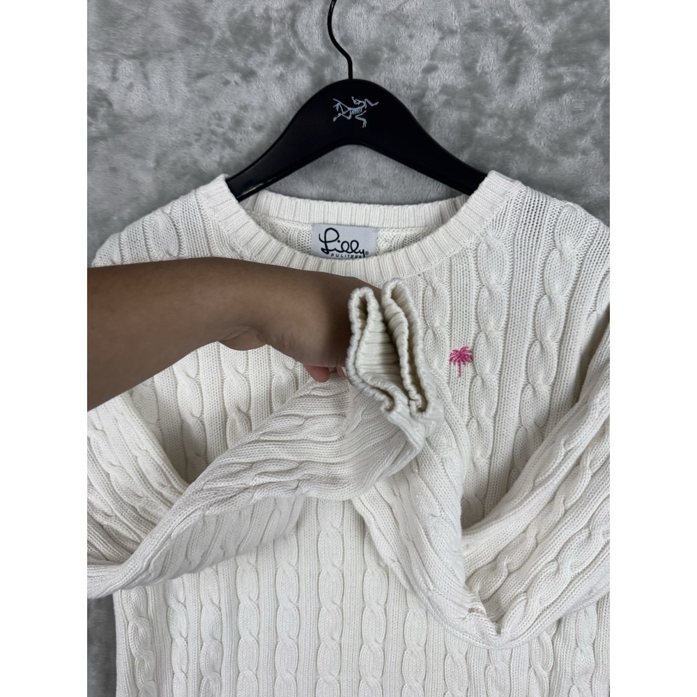 Vintage Lilly Pulitzer Cable Knit Sweater Cotton Womens Size Large Utility - Picture 5 of 9